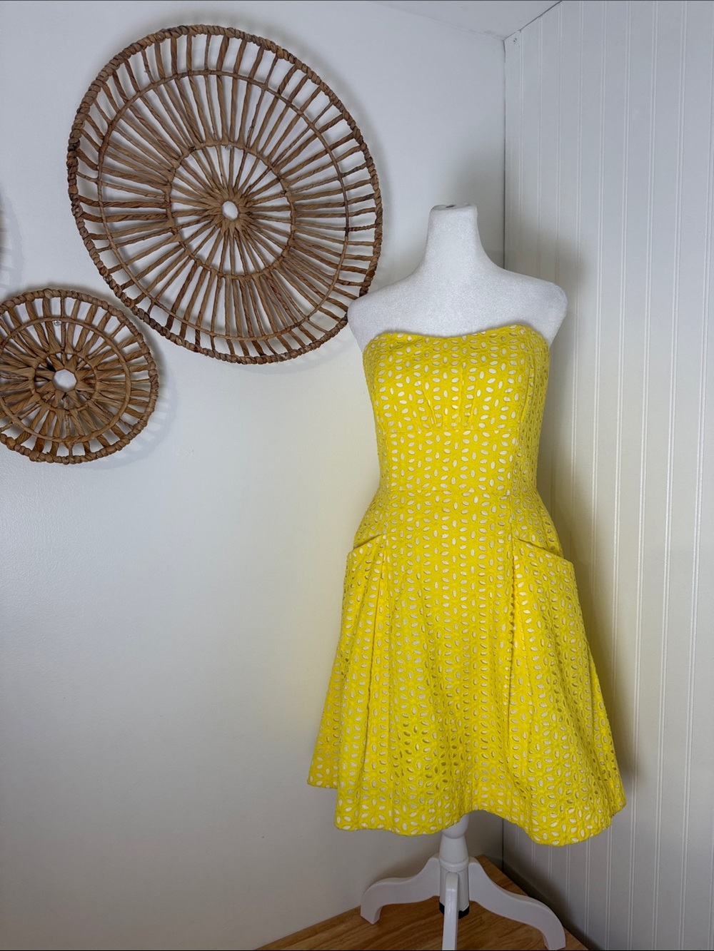 Lilly Pulitzer Strapless Yellow Eyelet Fit-and-Flare Dress